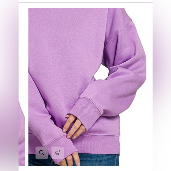 ZENANA⢠FLEECE CREWNECK LONG SLEEVE SWEATSHIRTâ˘Lavender - Picture 3 of 9